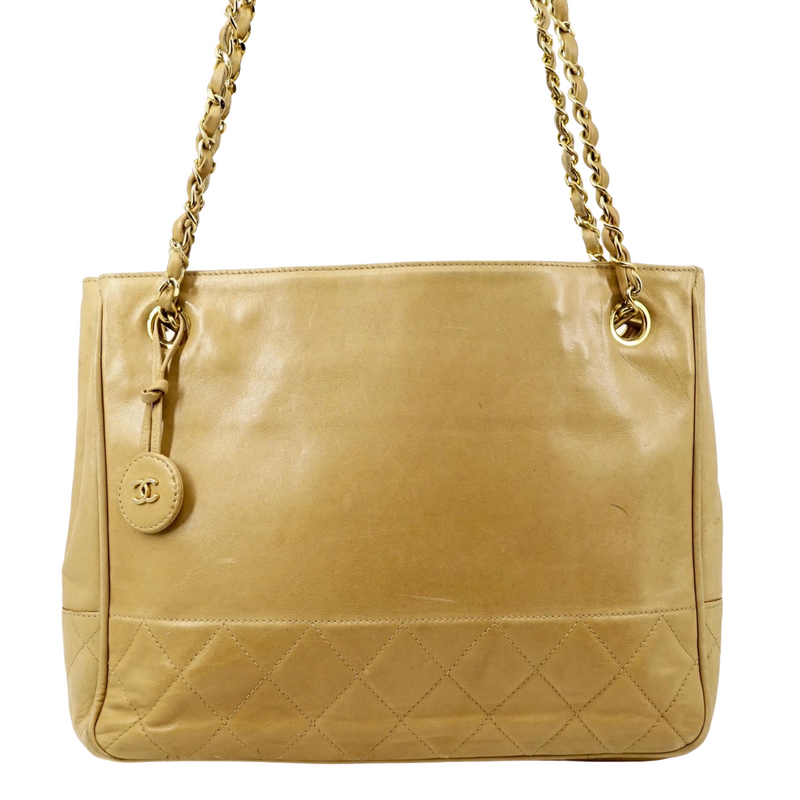 Chanel Shopping Tote Beige Leather