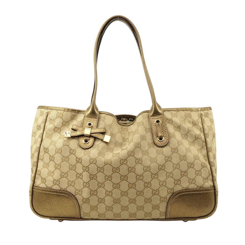 Pre-loved authentic Gucci Gg Hand Bag Canvas Tote Gold sale at jebwa