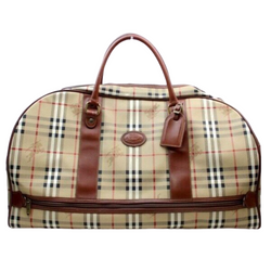 Burberry Travel Bag Nova Check Brown Leather