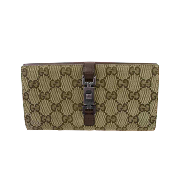 Pre-loved authentic Gucci Long Wallet Brown Canvas sale at jebwa