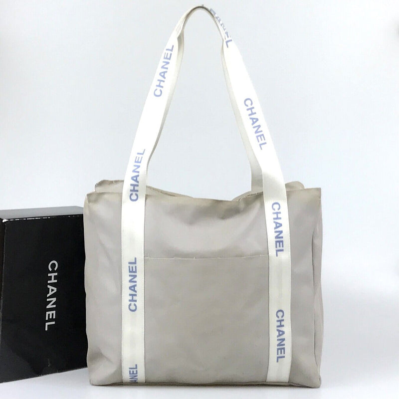 Chanel Bag Handbag Tote Nylon Gray