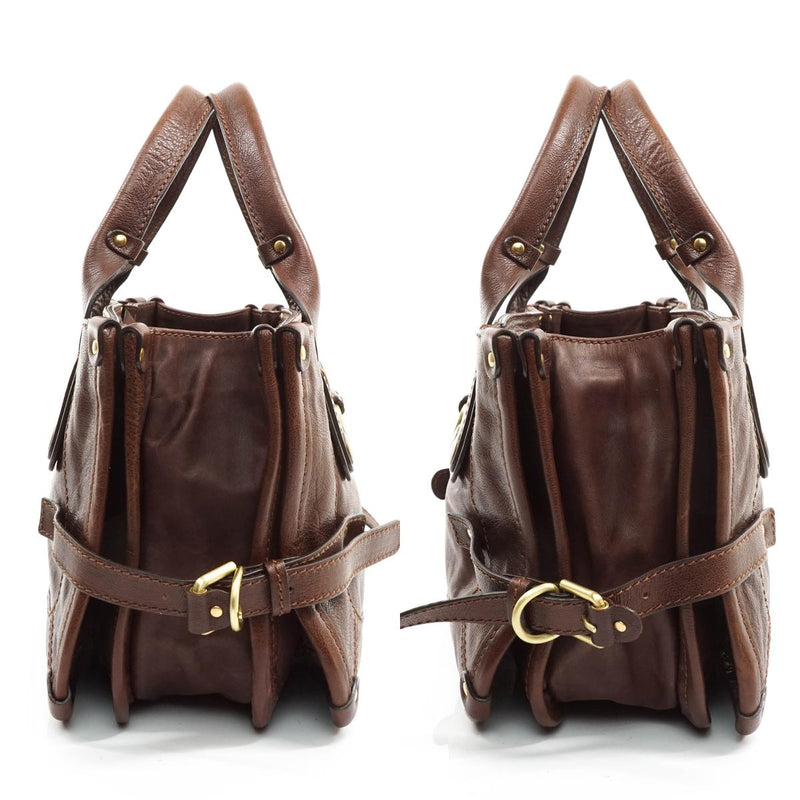 Chloe Hand Bag Leather Brown