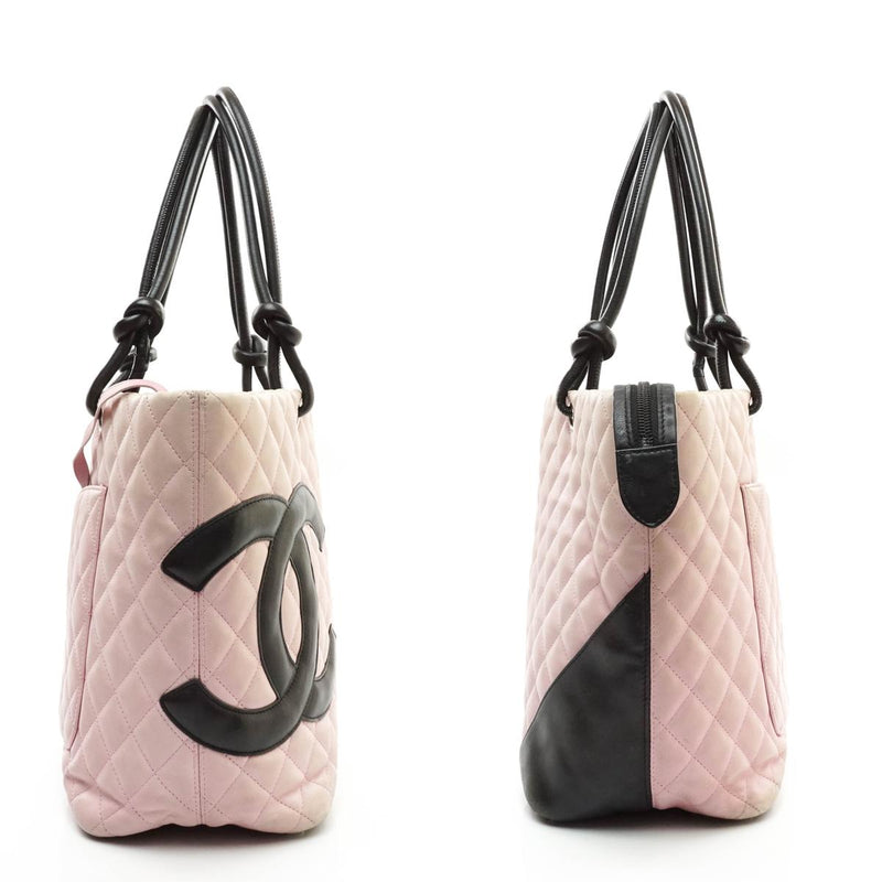 Chanel Pink/Black Quilted Cambon Ligne Medium Tote Bag - Yoogi's