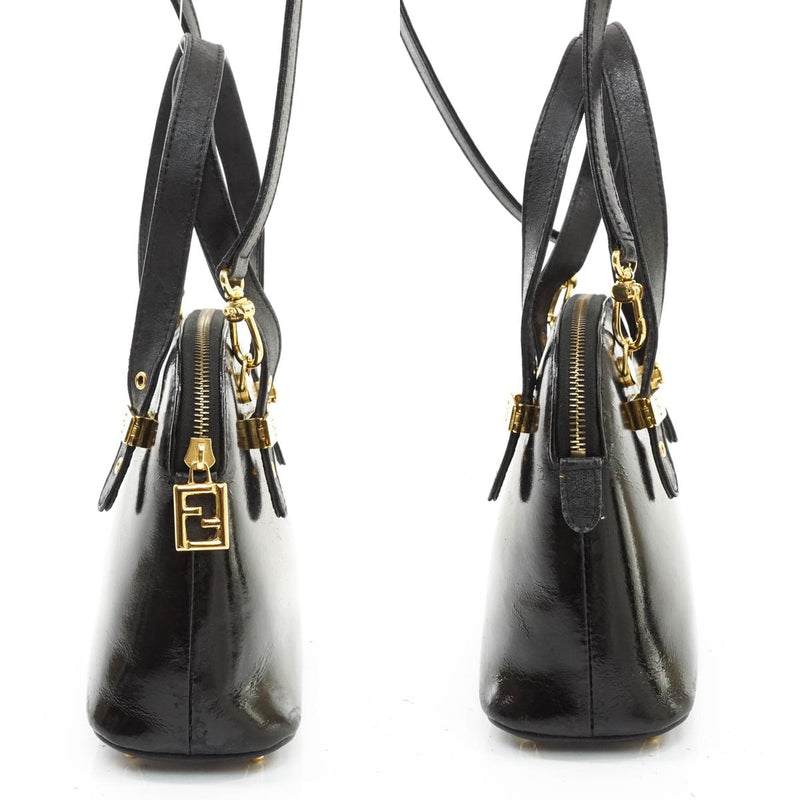 Fendi Shoulder Bag Black Enamel