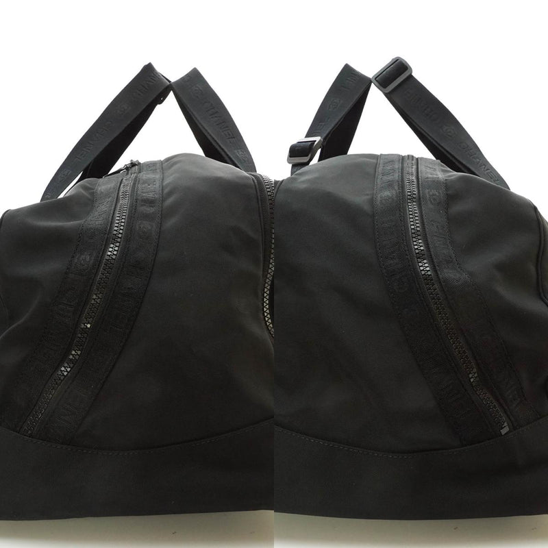 Chanel Sports Line Coco Mark Boston Bag Travel Bag Nylon Silver Black  Authentic