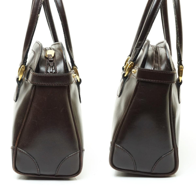 Gucci Hand Bag Black Leather Brown