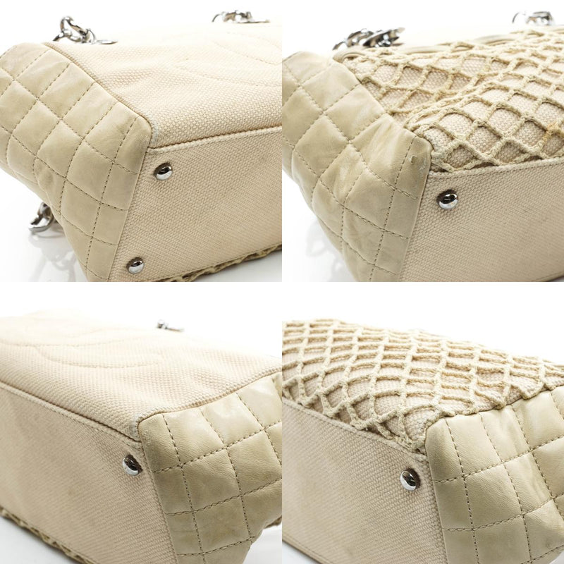 Chanel Shoulder Bag Beige Canvas