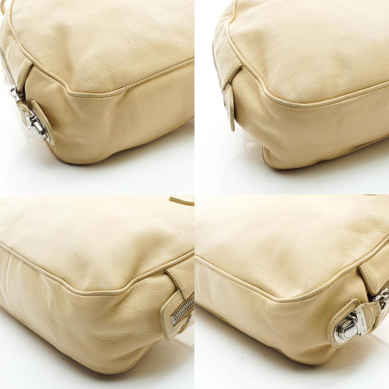 Prada Hand Bag Leather Beige