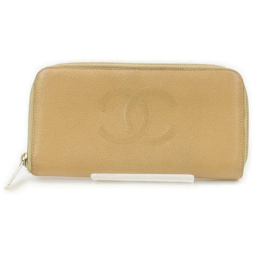 Chanel Zippy Wallet Beige Leather