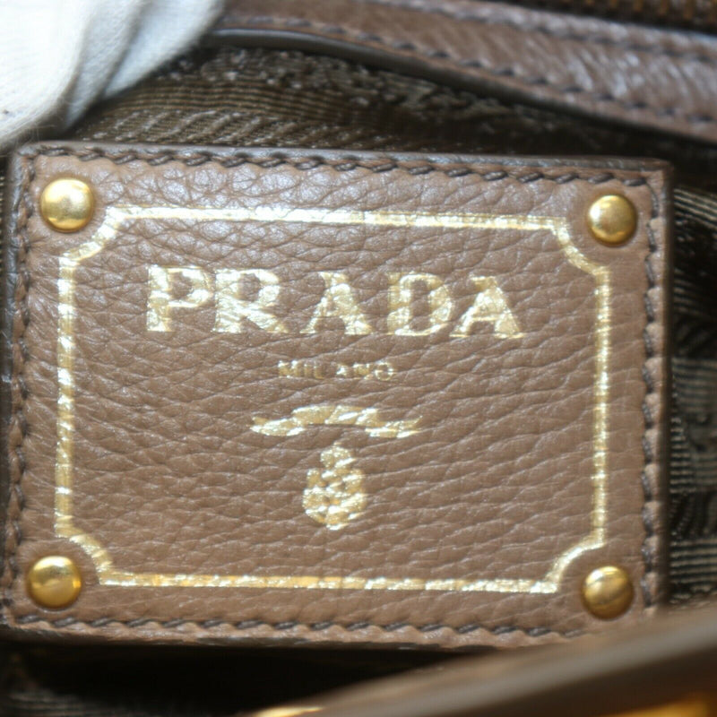 Prada Hand Bag Light Brown Leather
