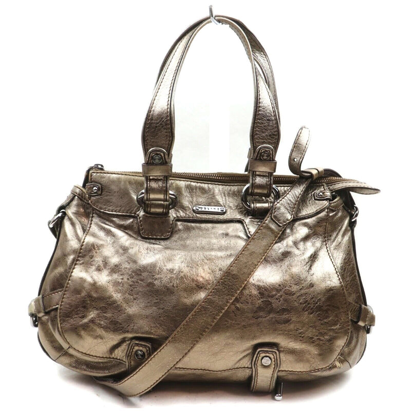 Celine Hand Bag Leather Metallic