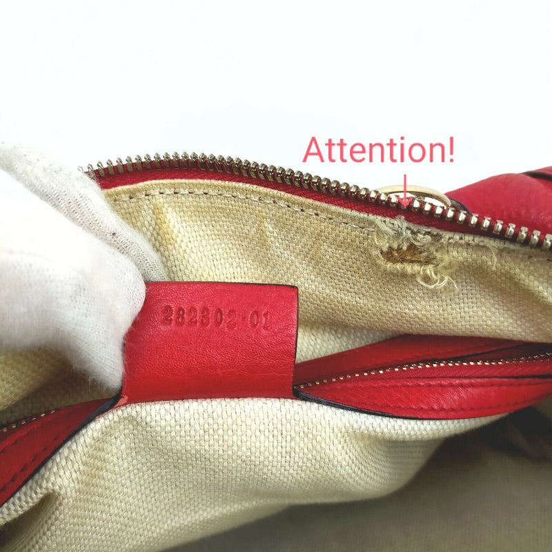 Gucci Hand Bag Boston Leather Red