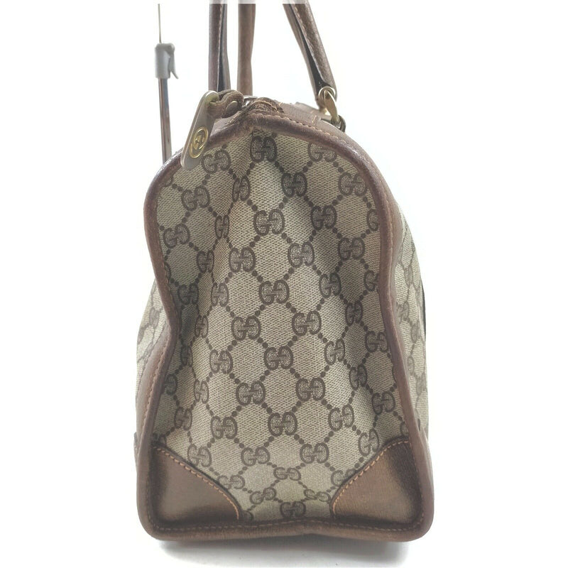 Gucci Hand Bag Brown Coated Canvas