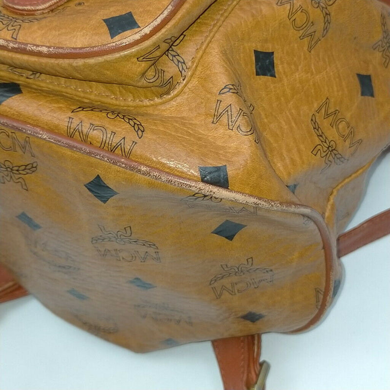 Mcm Backpack Brown Pu Leather