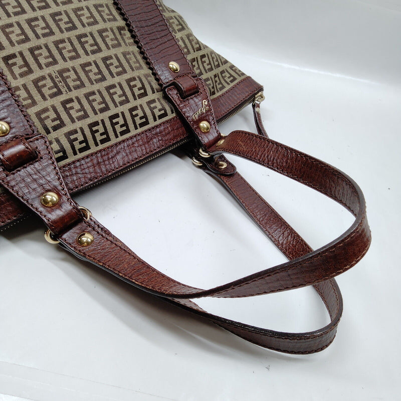 Fendi Hand Bag Brown Canvas