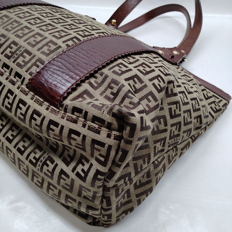 Fendi Hand Bag Brown Canvas