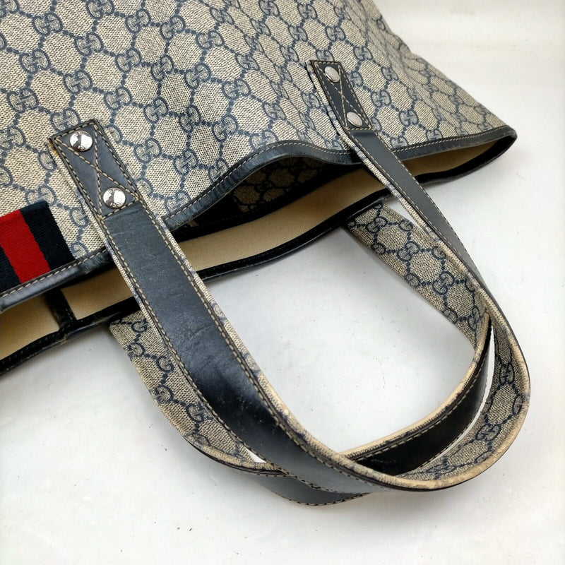 Gucci Shoulder Bag Navy Blue Canvas