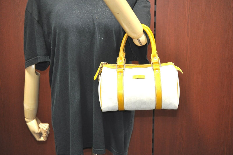 Gucci Hand Bag White Yellow Coated