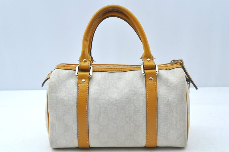 Gucci Hand Bag White Yellow Coated