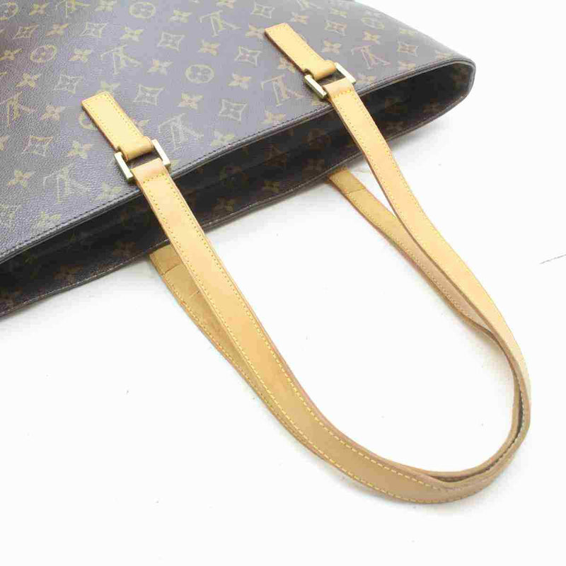 Authentic Louis Vuitton Luco Monogram Shoulder Tote Bag Brown Leather  M51155