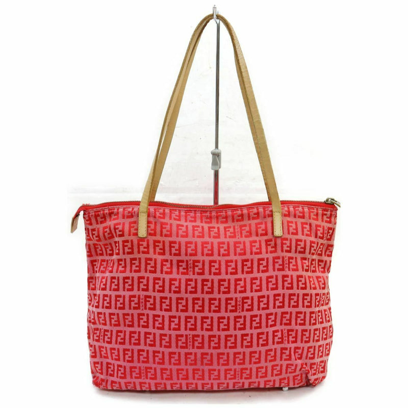 Pre-loved authentic Fendi Zucchino Tote Bag Red Canvas sale at jebwa