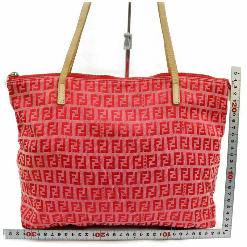 Pre-loved authentic Fendi Zucchino Tote Bag Red Canvas sale at jebwa
