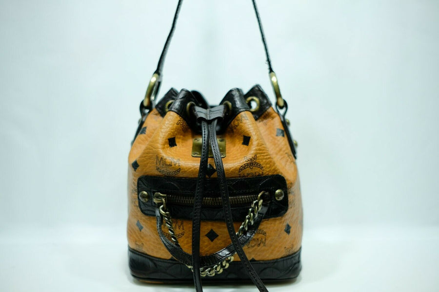 Pre-loved authentic Mcm Cognac Visetos Drawstring sale at jebwa