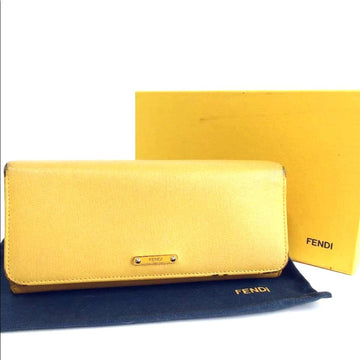 Fendi Leather Yellow Long Wallet