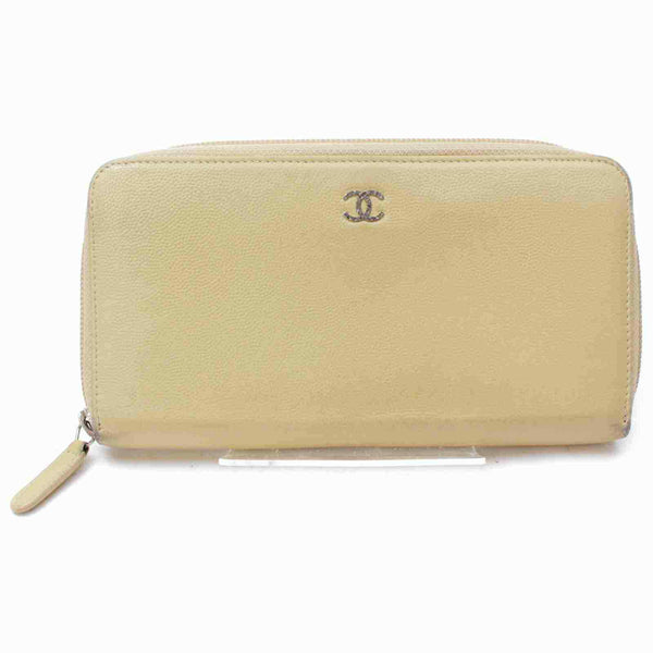 Chanel Long Wallet Beige Leather