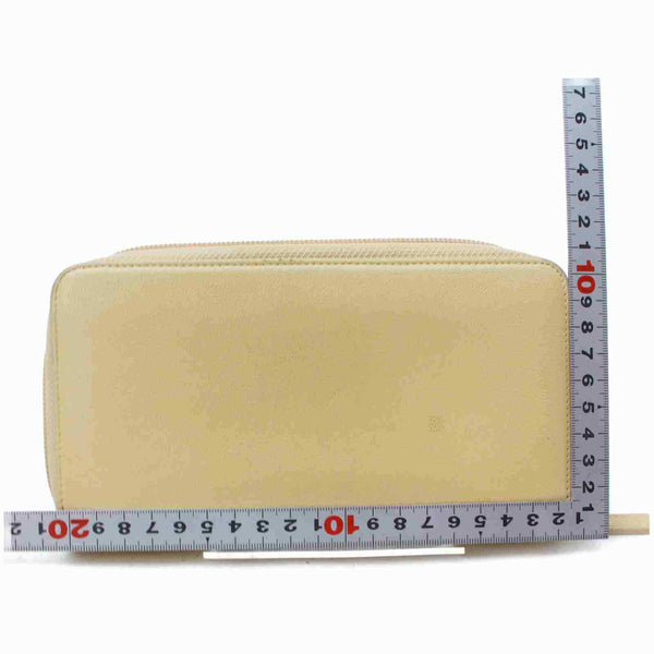 Chanel Long Wallet Beige Leather
