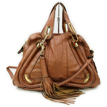 Chloe Paraty Hand Bag Brown Leather