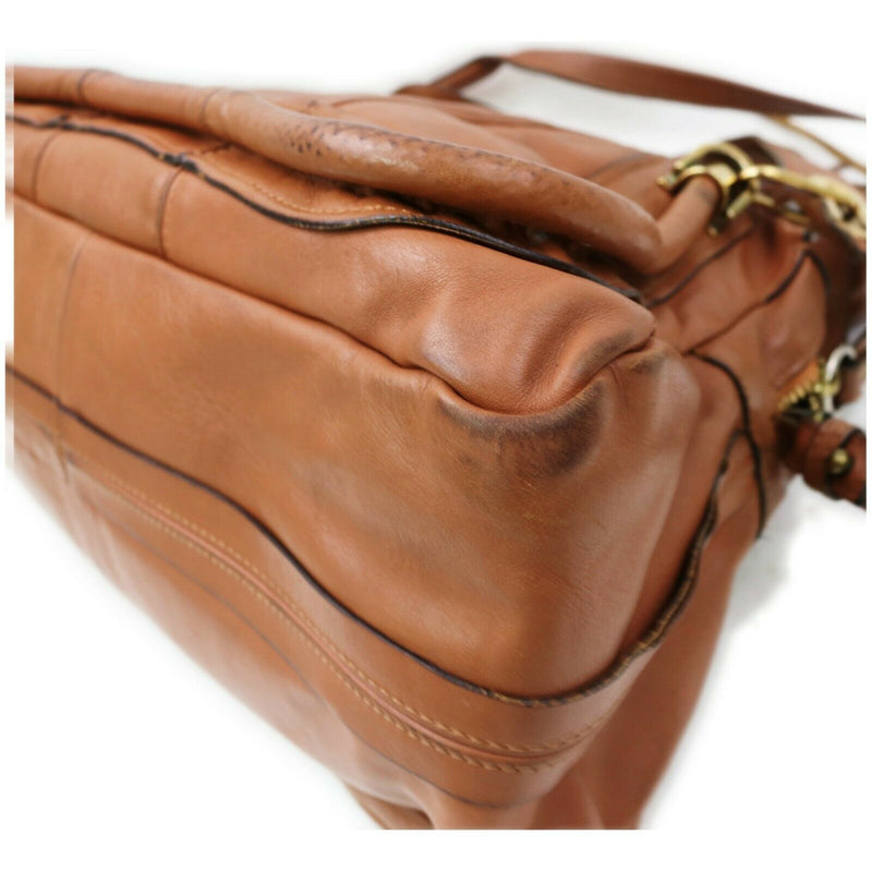 Chloe Paraty Hand Bag Brown Leather