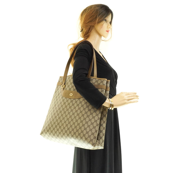 Gucci Sherry Tote Bag Pvc Beige