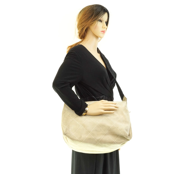 Chanel Crossbody Bag Beige Suede