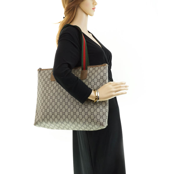 Gucci Plus Tote Bag Brown Coated
