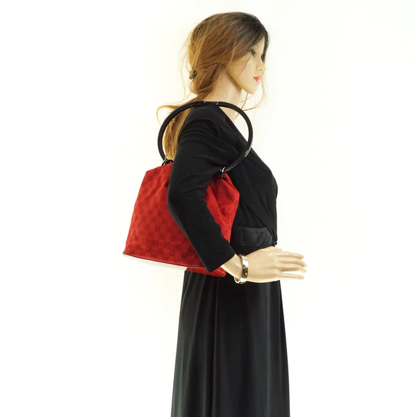 Gucci Gg Shoulder Bag Canvas Red