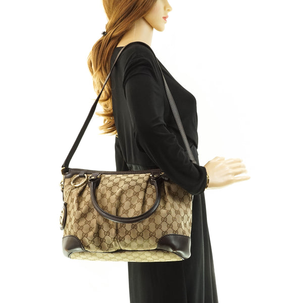 Gucci Hand Bag Canvas Brown