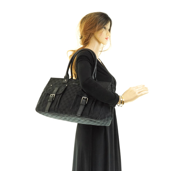 Gucci Hand Bag Black Canvas