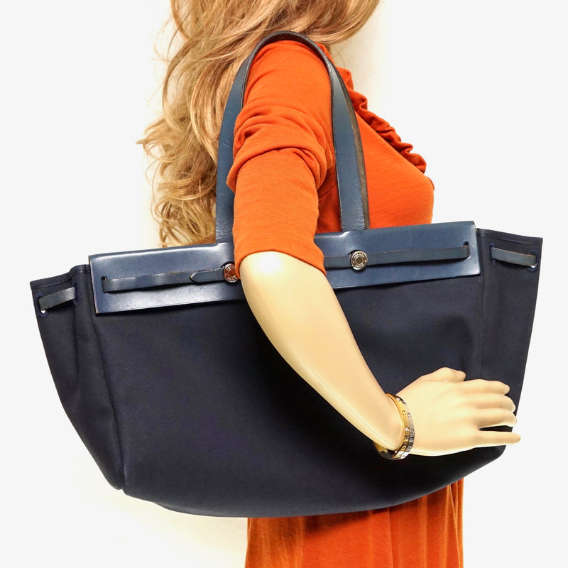 Hermes Navy Blue Bag Canvas