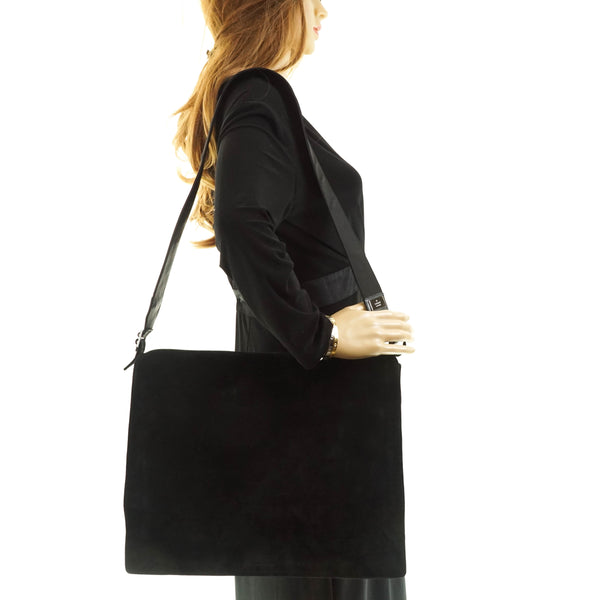 Gucci Suede Crossbody Bag Black