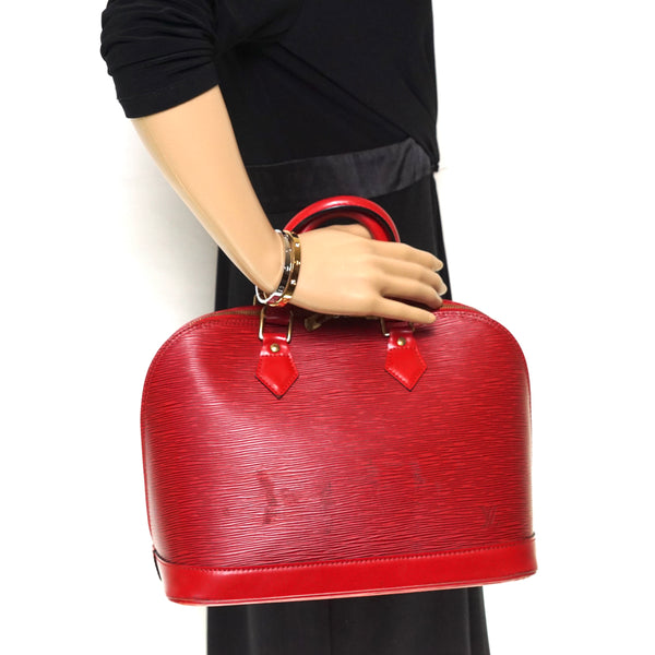 Louis Vuitton Alma Hand Bag Red Epi