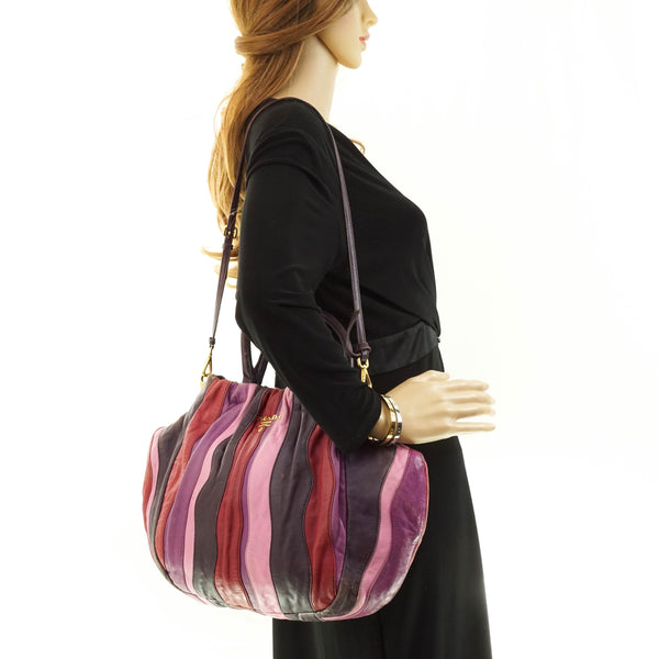 Prada Hand Bag Leather Multi Color