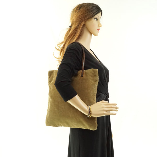 Fendi Tote Bag Beige Corduroy