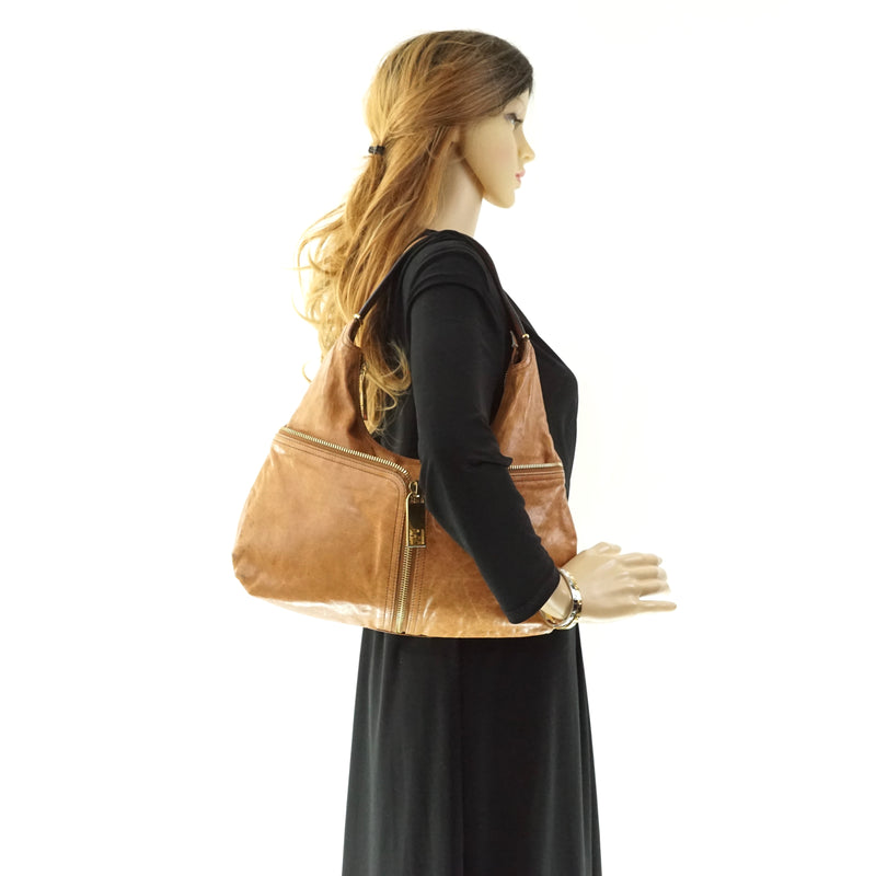 Pre-loved authentic Fendi Hobo Light Brown Leather sale at jebwa.