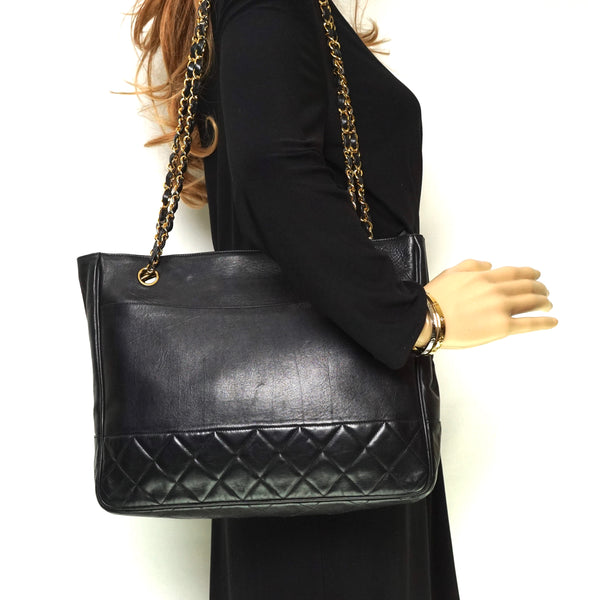 Chanel Shoulder Bag Black Leather