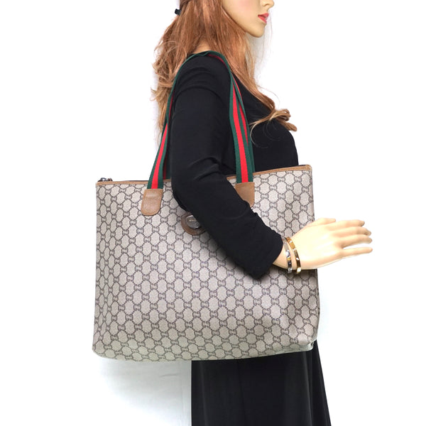 Pre-loved authentic Gucci Sherry Tote Bag Tote Brown sale at jebwa