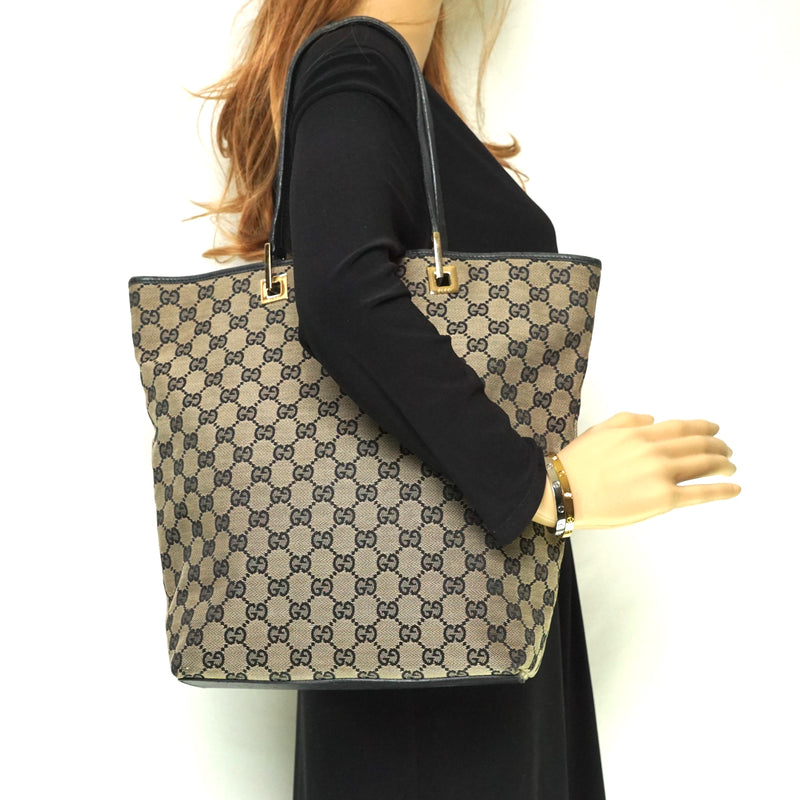 Gucci Tote Bag Black Canvas