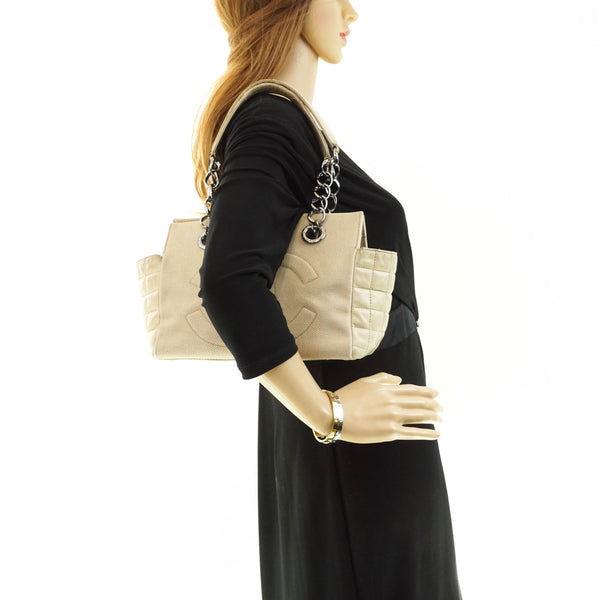 Chanel Shoulder Bag Beige Canvas