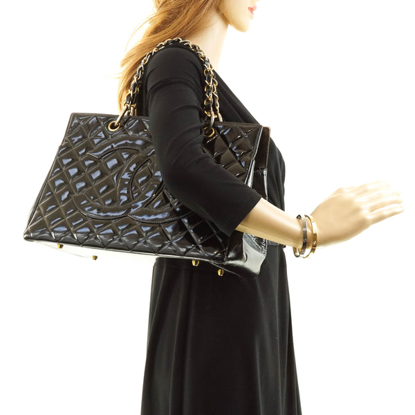 Chanel Hand Bag Enamel Black
