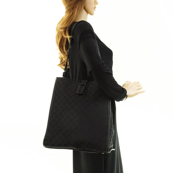 Gucci Gg Tote Bag Black Canvas